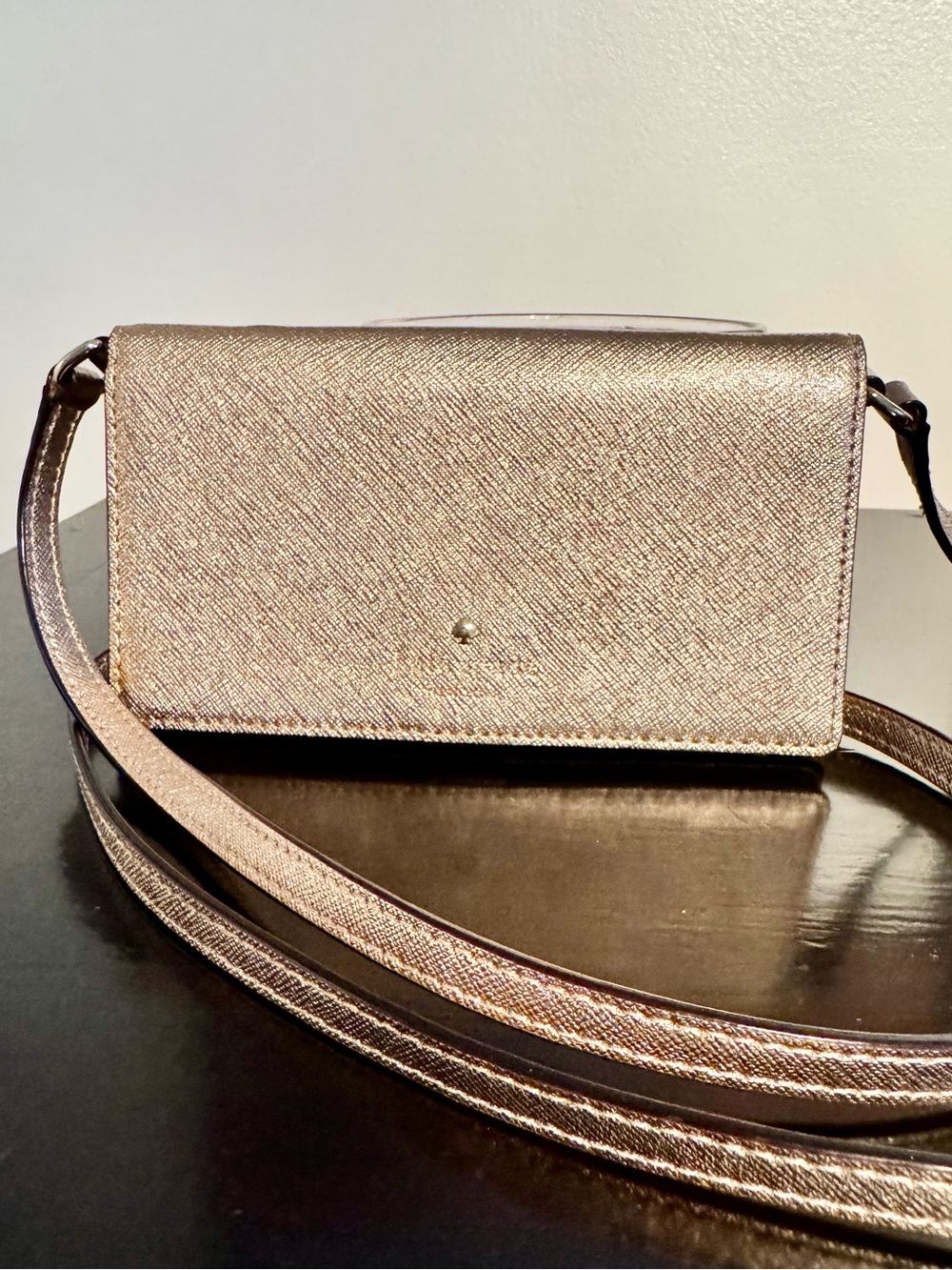 NWOT Kate Spade Metallic Gold Saffiano Leather Crossbody Phone Wallet